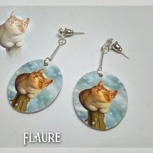 Earrings &quot;a cat in winter&quot;, cat jewelry, cat, cat earrings, gift idea