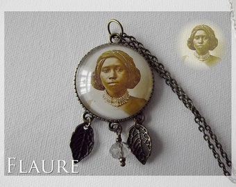 Pendant Necklace "African", cabochon pendant, cabochon jewelry, cabochon necklace, africa, africa jewelry, gift idea