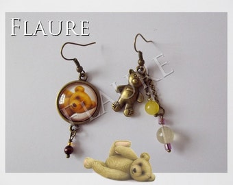 earrings "little bear", cubs, cabochons earrings, cabochons jewelry, cabochons, bears