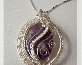 Agate necklace pendant wire wrap