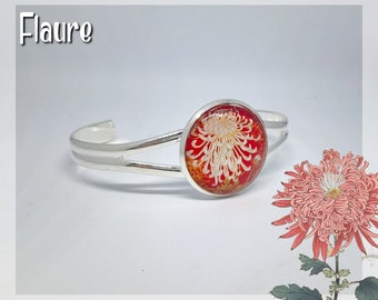Cabcohon bracelet "chrysanthemum", silver bracelet, cabochon bracelet, cabochon jewelry, flower, flower jewelry, flowers bracelet, gift idea