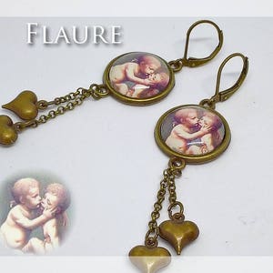 Earrings bronze and cabochons &quot;Putti&quot;, jewelry cabochons, cabochon, gift idea, putti, cherub