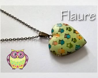 Photo pendant necklace "little owls", photo pendant, heart pendant, owl pendants, gift idea