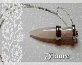 Pendulum Rose quartz pendant necklace, 925 silver, esotericism, wicca, reiki, energies, pendulum, dowsing, clairvoyance, divination