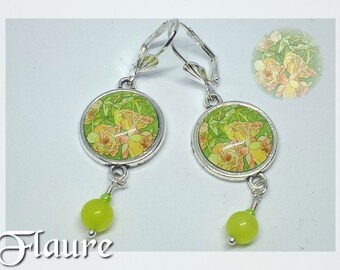 Cabochons earrings "retro flowers"