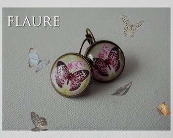 bronze earrings "butterfly", cabochon earrings, cabochon, butterfly, butterfly jewelry, gift idea