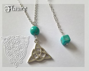 celtic necklace, celtic jewelry, celtic, turquoise, turquoise jewelry, gift idea, lithotherapy, reiki, energy, chakras