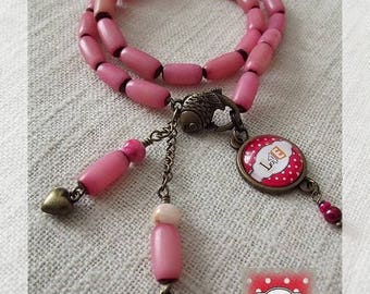 Pink palm seed bracelet "Love"