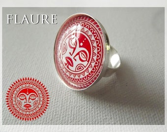 Round ring cabochon "Inca red"