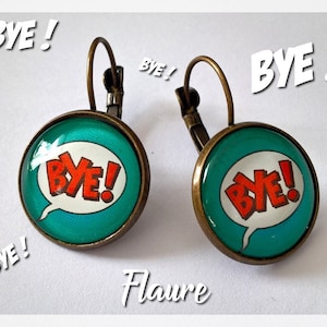 Cabochon earrings &quot;Bye&quot;