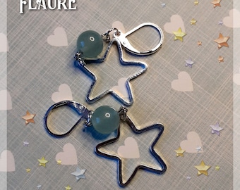 Star earrings, aventurines, reiki, lithotherapy, energy, wicca, esoteric jewelry, gift, magic, aventurine jewelry, silver 925