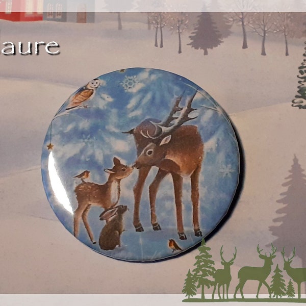 Grand badge "réunion de Noel", badge, broche, cadeau, cadeau Noel, fête, anniversaire, animaux, cadeau petit budget, cadeau original