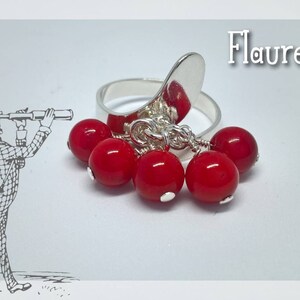 Zilveren ring en koraal kralen, zilver, koraal, Pearl, litho therapie, Reiki, energie stenen, chakra's, Wicca, esoterische sieraden, cadeau