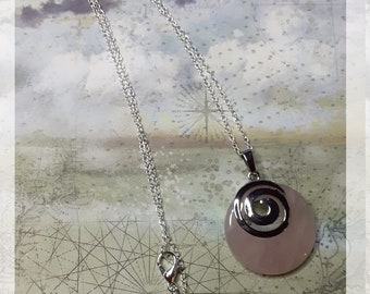 Rose quartz spiral pendant necklace, lithotherapy, energies, wicca, reiki, rose quartz, magic, esotericism, 925 silver, women's jewelry