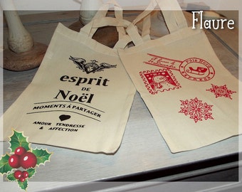 Lot de deux sacs cadeaux de Noël en coton 5