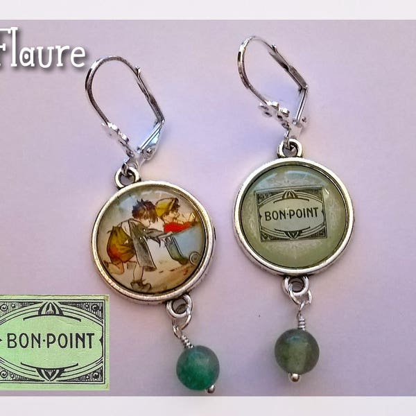 Boucles d'oreille cabochons "Bon point"