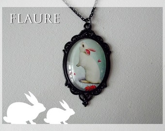pendant necklace "Tender rabbit", rabbit necklace, bunny pendant, cabochon jewelry, cabochon, cabochon necklace, gift idea, rabbit
