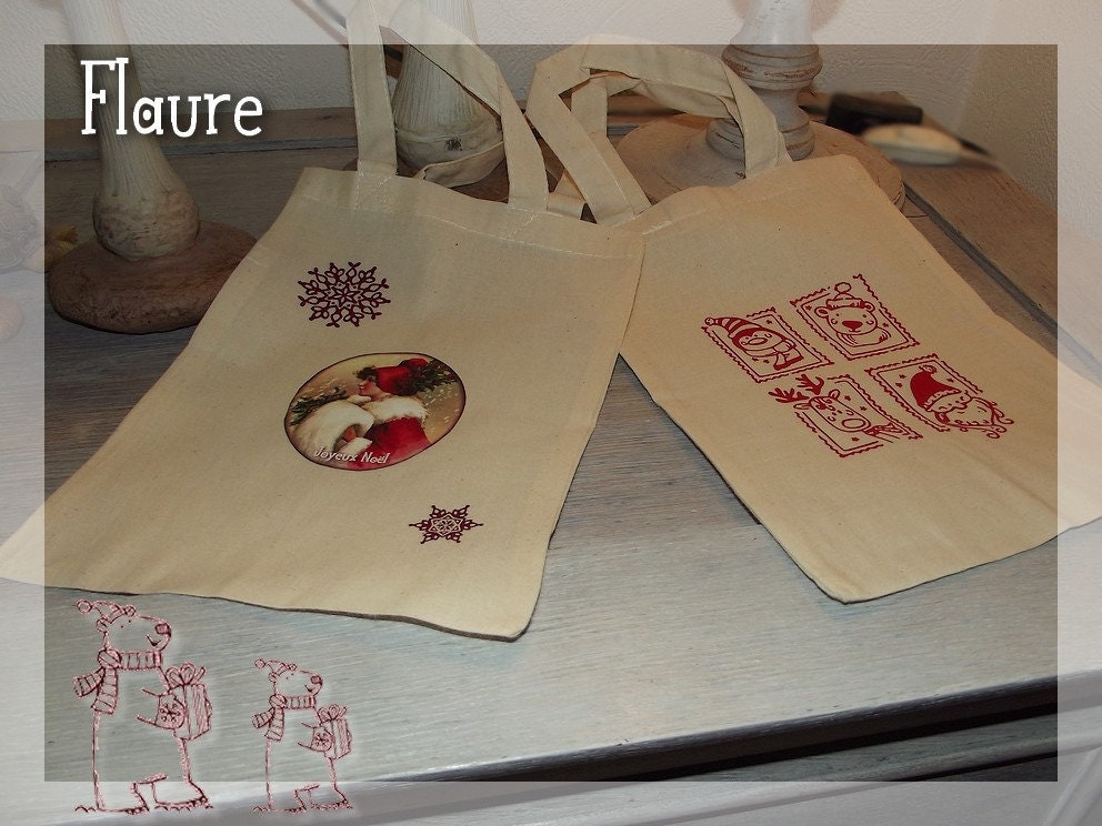 Lot de Sac à Cadeaux Noël en Coton 1, Cadeau, Jouet, Noel, Père Déco, Décoration Idée Cadeau