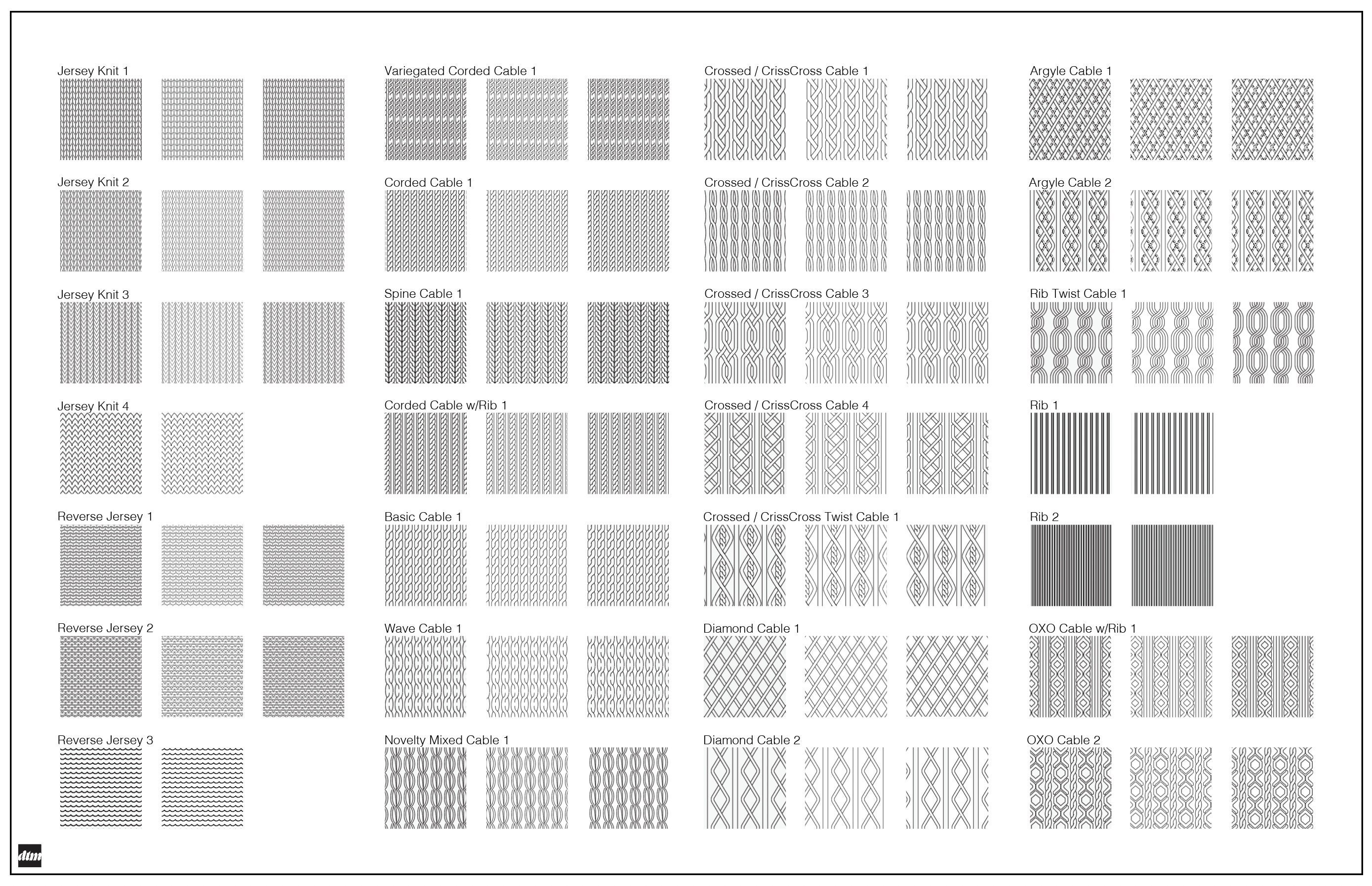 Advanced Knit Sweater Swatch Library for Adobe Illustrator (50