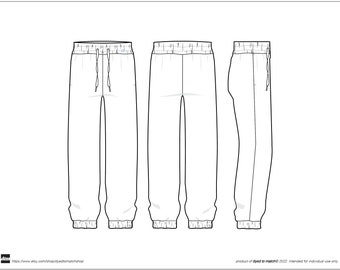 Straight Leg Relaxed Loose Fit Sweatpants Technical Drawing Streetwear  Mock-up Template for Adobe Illustrator Design Tech Packs -  Canada