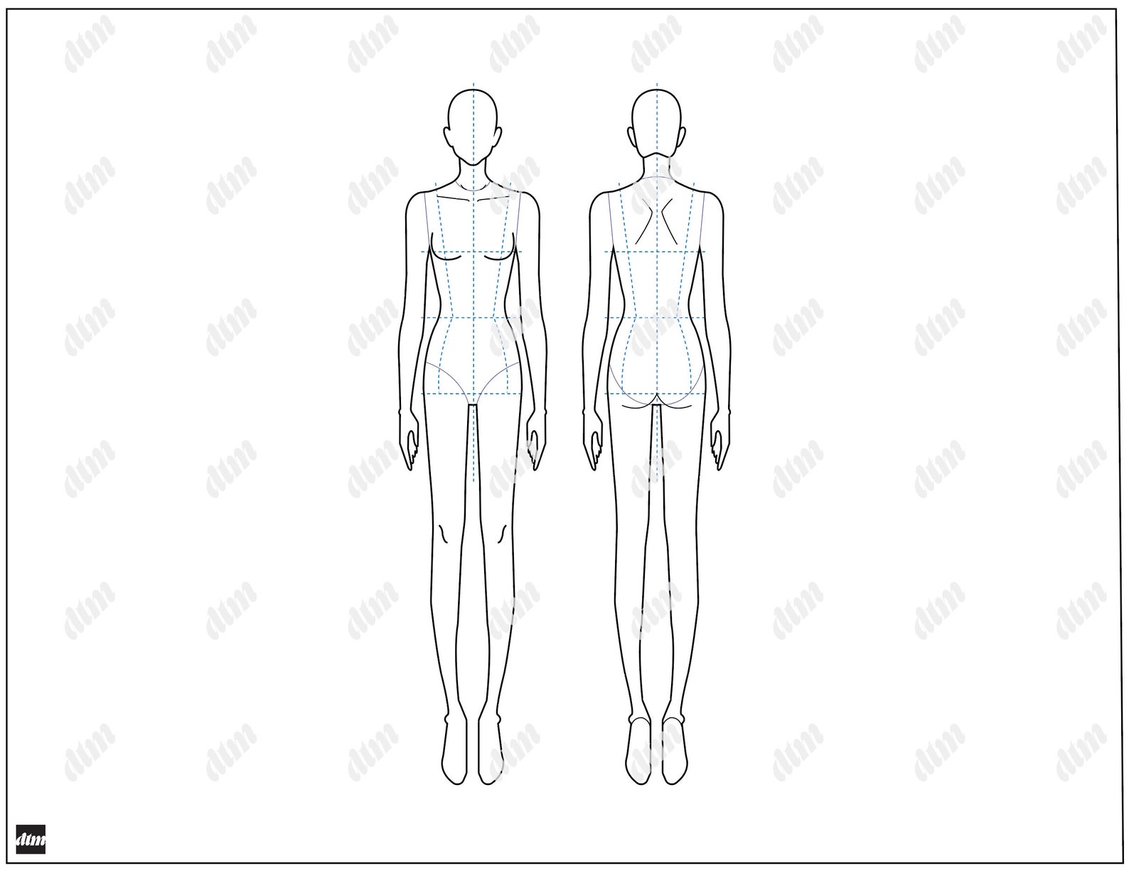 Simple Croqi Basic Womens Croqui and Template (design Flat)-editable in Adobe ...