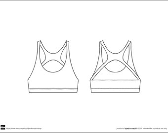 Vector flat CAD for Adobe Illustrator- SPORTS BRA