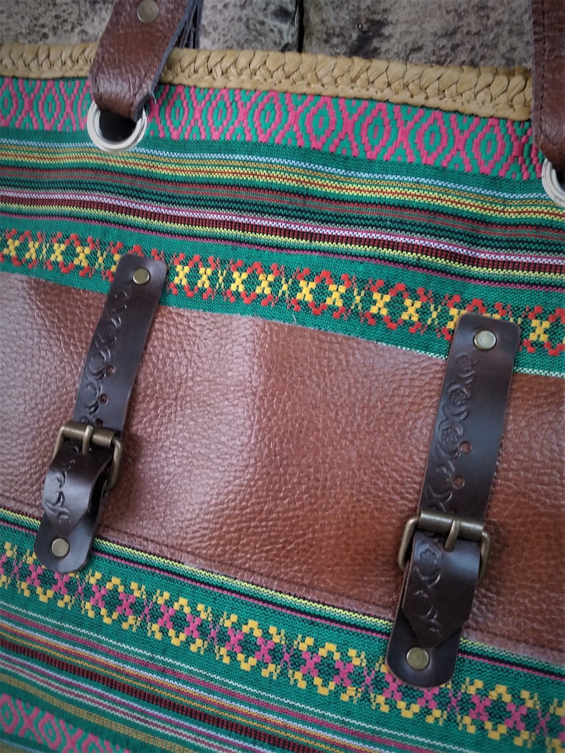 Woman Tote Bag Canvas Leather Handles