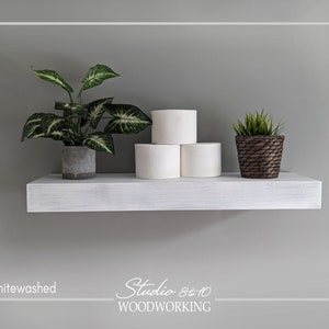 Custom Sizing - Long Whitewashed Floating Wood Shelves