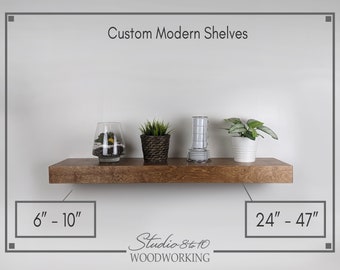 Custom Floating Shelf: Modern Wood Shelving, Mitered Corners