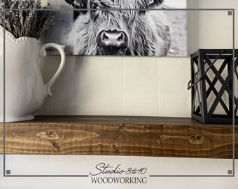 Extra Long Rustic Floating Shelf, Wooden Kitchen Shelving