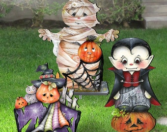 Holiday Home Decor - Halloween Yard Decor - Halloween Frightfully Festive Garden - Wooden Yard Set Fall Sign 8120113MS3