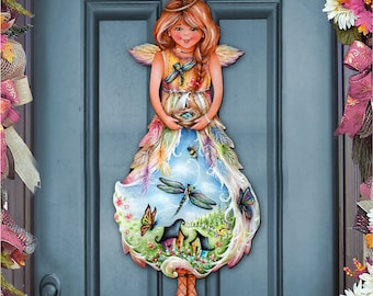 Wooden Home Decor - Nature Blessing Angel Door Hanger and Wall Decor by Jamie Mills-Price - Housewarming Gift - Cabin Wall Sign -  8457902H