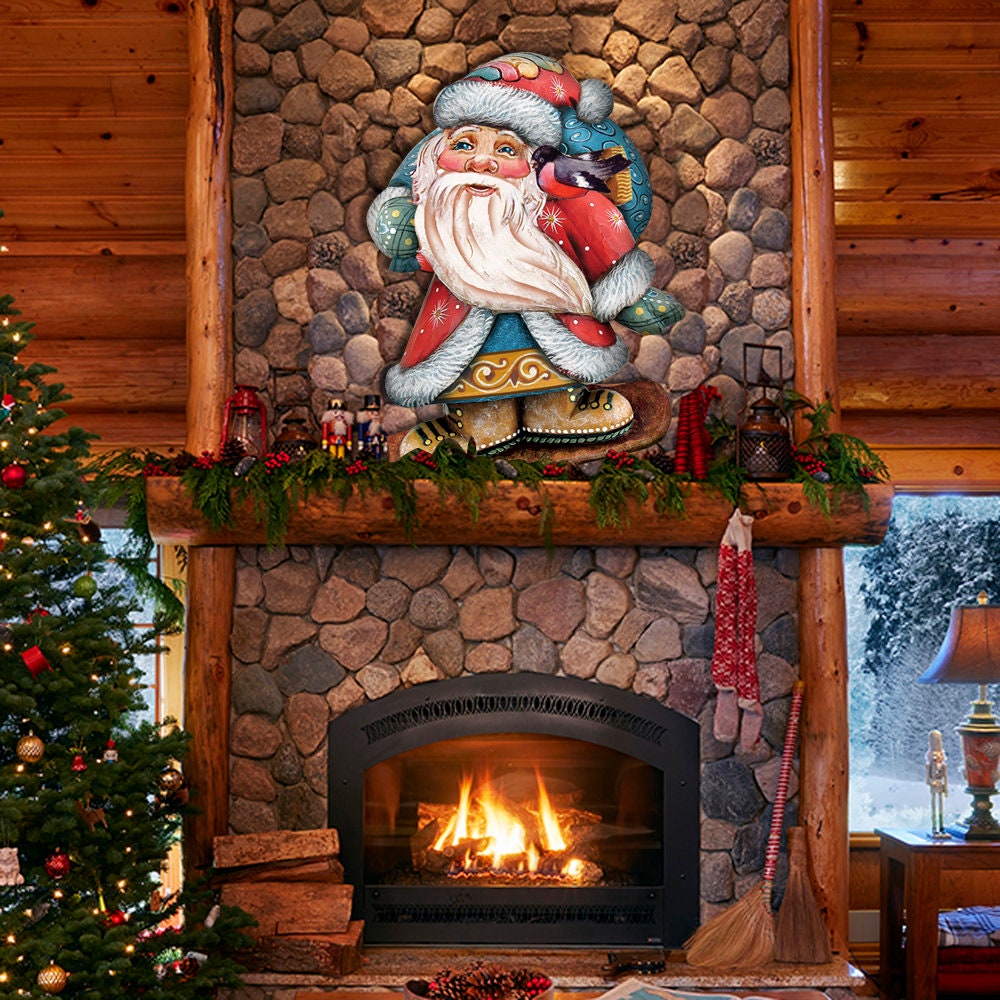 Outdoor Christmas Decorations SALE Snowboarding Santa Wooden  Etsy