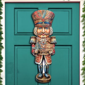 Regal Nutcracker Prince Holiday Door Hanger - Christmas Wooden Wall Hanging Decor, Home Garden Outdoor Front Door Sign 8611060H by GDebrekht