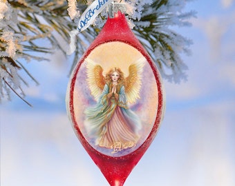 Angel Drop Mercury Glass Ornament - Nativity Holiday Decor - Handcrafted Christmas Tree Ornament 757-051 by GDebrekht
