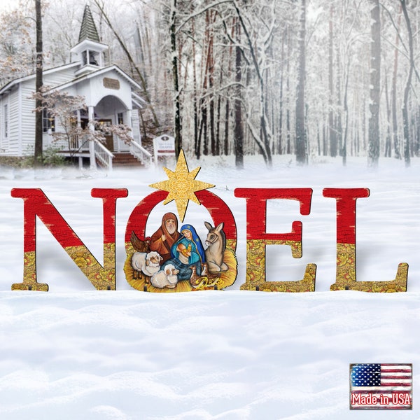 Outdoor Christmas Decorations Nativity | Rustic NATIVITY NOEL Wooden Free-Standing Christmas OUTDOOR Decoration 8121458F-S4L