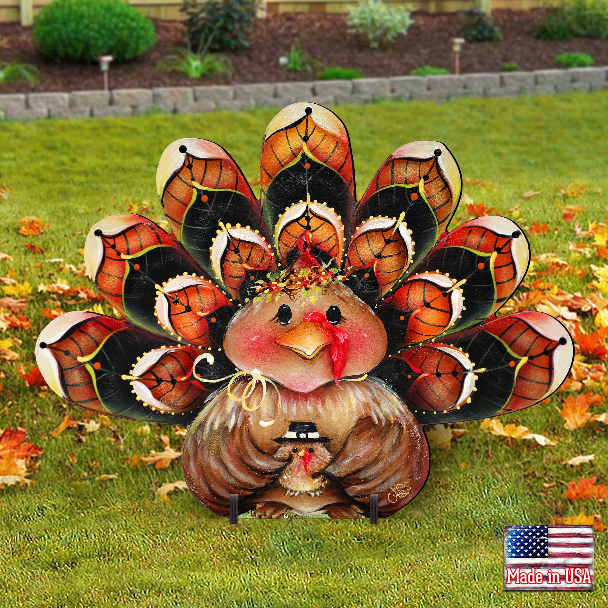 Handcrafted Wooden Turkey Yard Decor – Thanksgiving Outdoor Decoration
