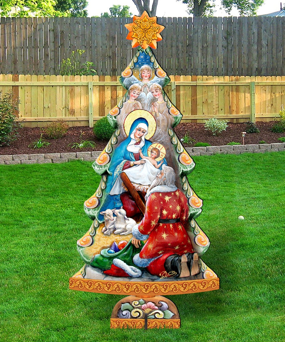 Outdoor Nativity Scene Nativity Tree Wooden Freestanding Etsy