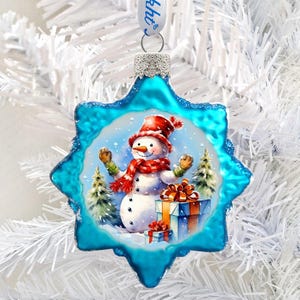 Snowman Gift Mercury Glass Ornament - Christmas Santa Snowman Decor - Keepsake Christmas Ornament Holiday Tree Decor 776021 by GDebrekht