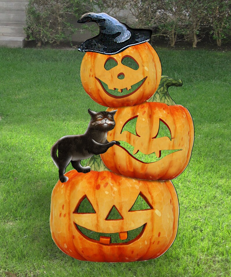 Halloween Outdoor Pumpkin Decor
 Fall Decor Outdoor Halloween Spooky Pumpkins Wooden Free Standing
