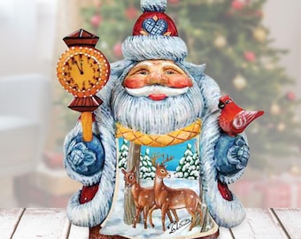 Dearest Friend Santa Christmas Figurine - Hand-Painted Collectible by G DeBrekht Reserve - Christmas Santa Snowman Decor - 533431, USA-made