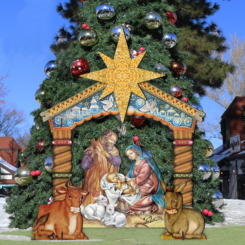 Outdoor Christmas Decorations Nativity NATIVITY SET Wooden  Etsy Singapore