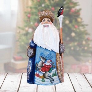 Santa Carving Christmas Gift Reindeer Rider Santa Hand-carved and hand-painted Wooden Santa Clause &quot;Masterpiece Collection&quot; 8215944