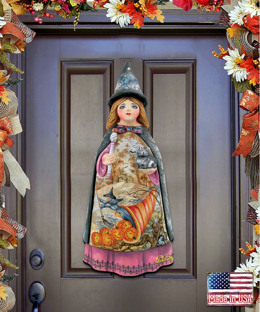 Halloween Porch Decor Fall Decor Halloween Witch Wooden Decorative Door ...