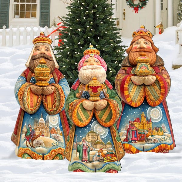 Outdoor Nativity Three Kings Set - Gaspar Melchior Balthasar for Garden Yard Lawn Porch Wooden Christmas Holiday Oversized Decor 8152653F