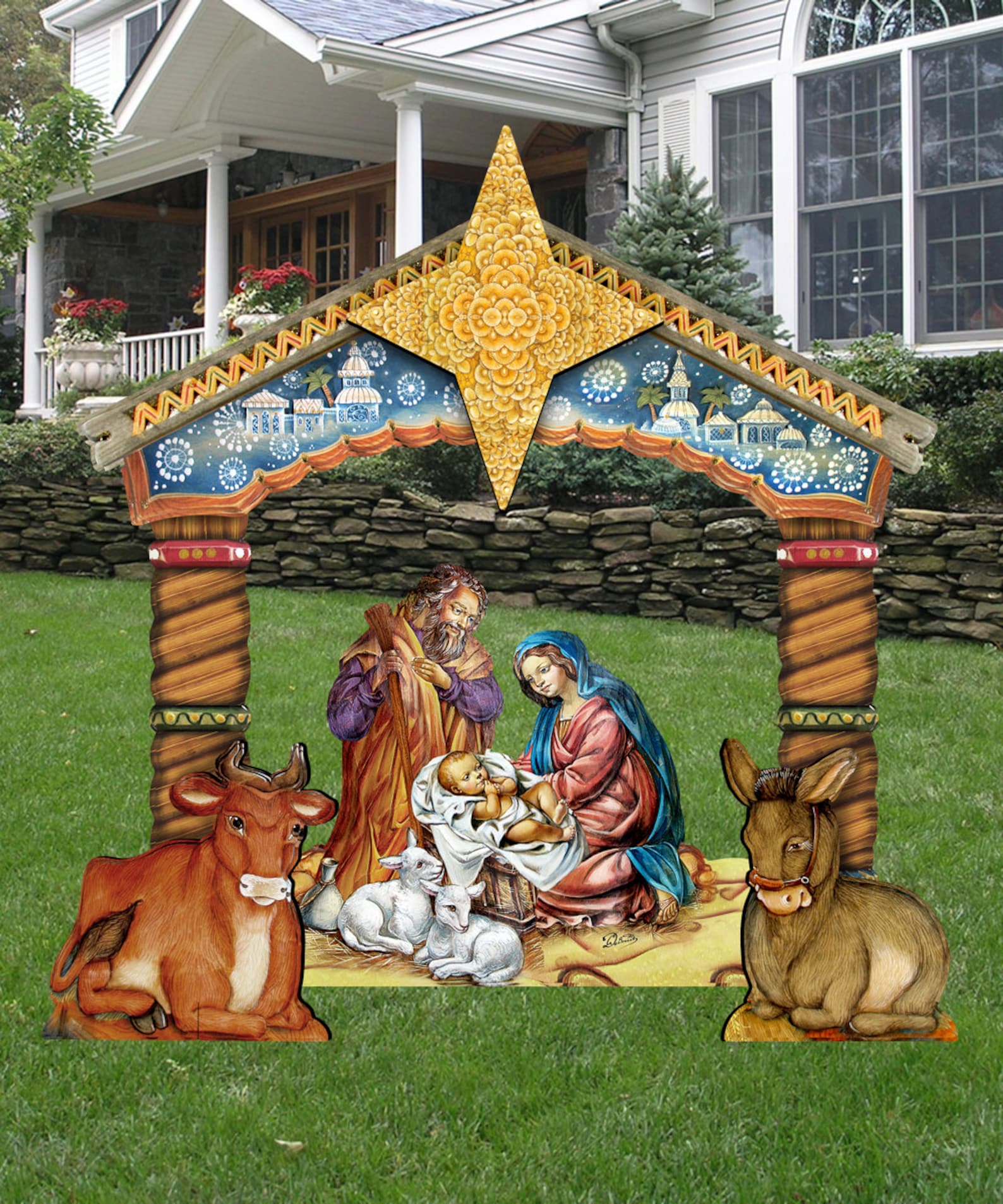 Outdoor Christmas Decorations Nativity NATIVITY SET Wooden  Etsy