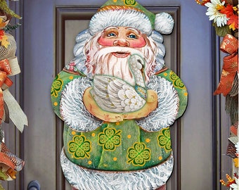 Holiday Wood Decor - Celtic Santa - Irish Christmas Door Hanger - Decorative Wall Sign - Irish Wall Art by G.DeBrekht - Door Sign - 8118086H