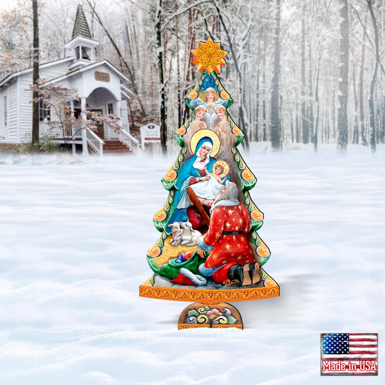 Outdoor Nativity Scene Nativity Tree Wooden Freestanding Etsy