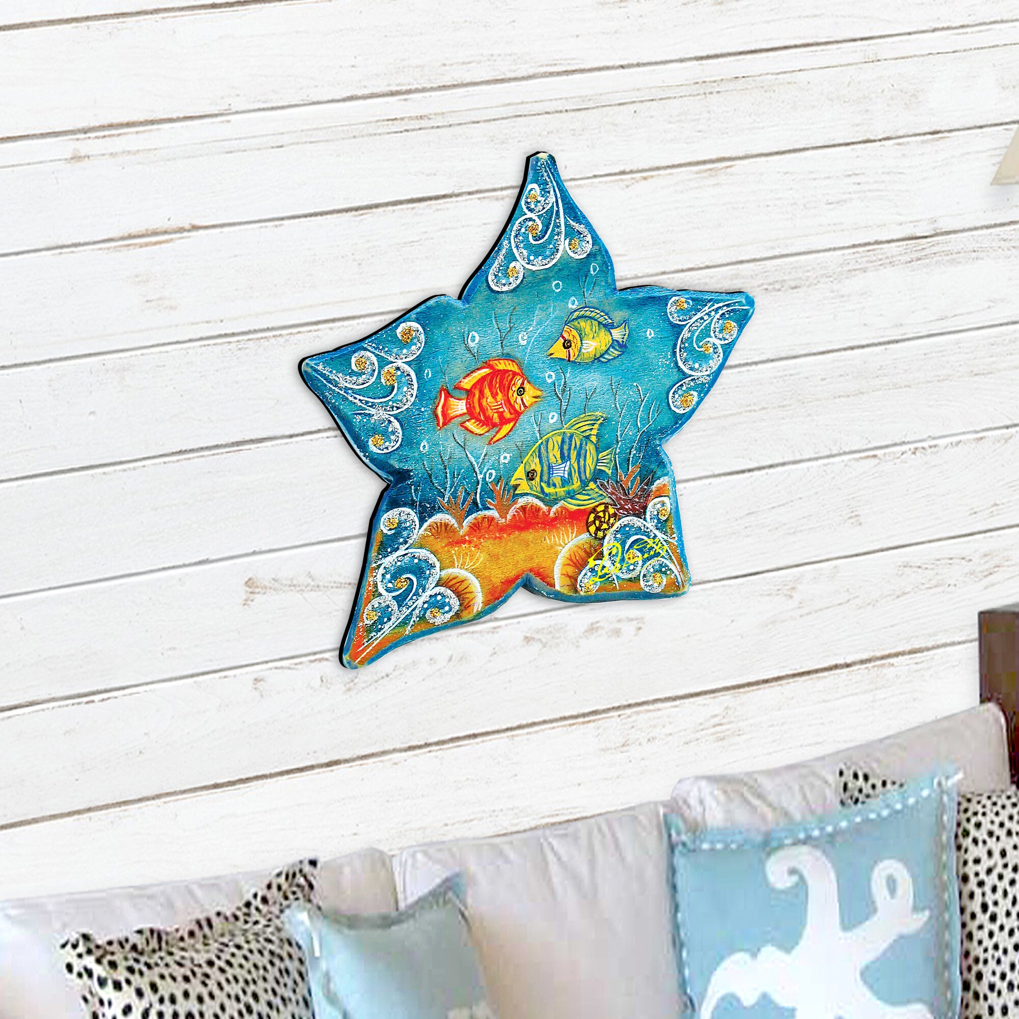 Starfish Wooden Door Hanger – Coastal Beach Decor, Nautical Wall Art ...