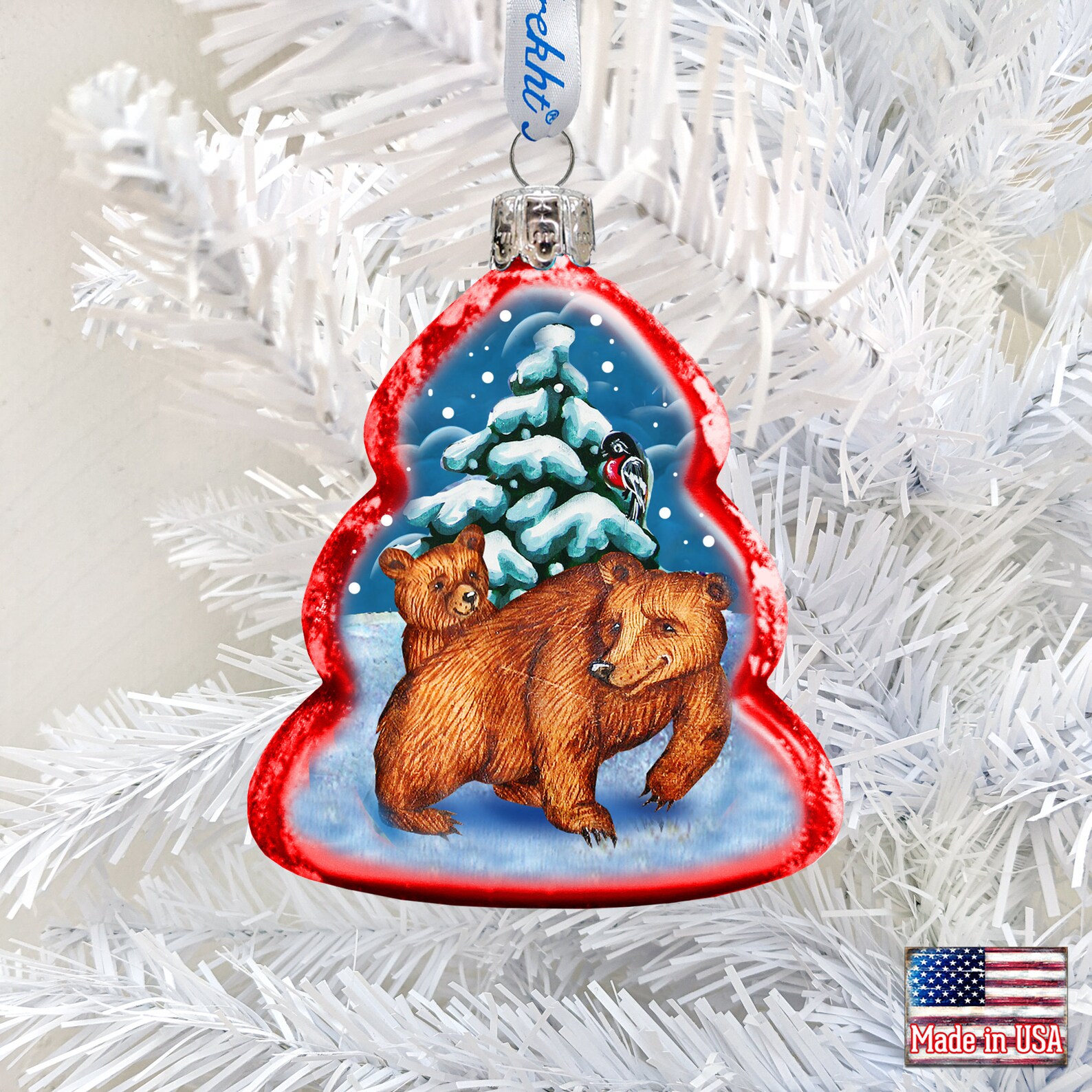 Christmas Ornaments Grizzly Bear Glass Ornament By G. Etsy